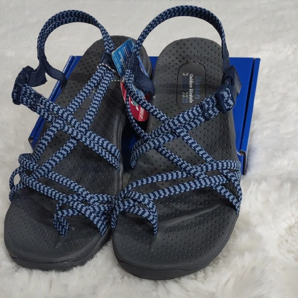 Skechers Blue Strappy Sandals, Size 10 - Picture 17 of 17